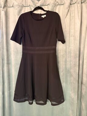 Calvin Klein Black Short-Sleeve Fit-and-Flare Midi Dress